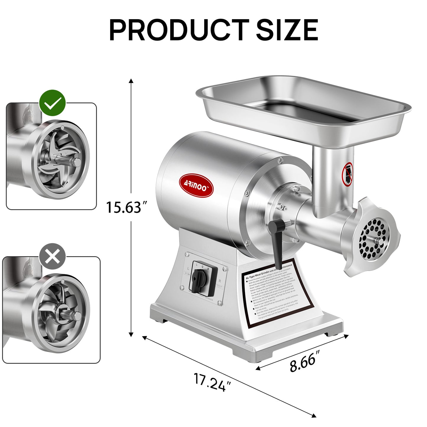 #8C Electric Meat Grinder - 0.6HP